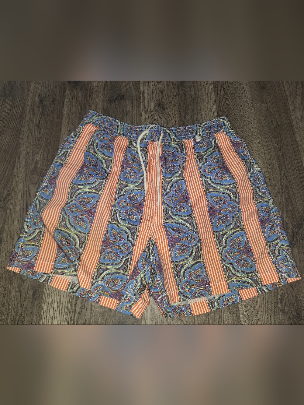 Ralph Lauren Blue & Coral Paisley Panel Swim ShortsPolo Ralph Lauren Men's Large